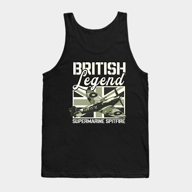 Supermarine Spitfire Fighter Aircraft RAF British Legend Retro Plane Tank Top by BeesTeez